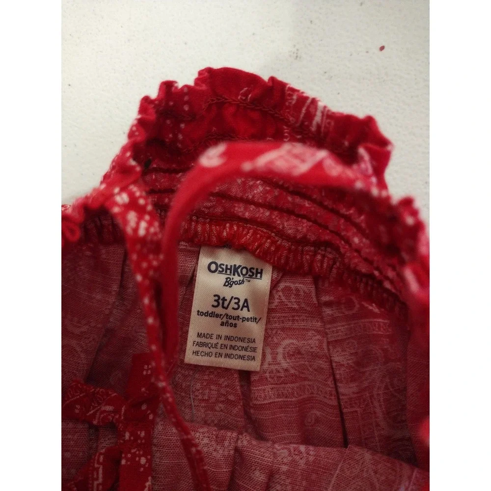 OshKosh Bgosh Toddler Girls Red Bandana Paisley Smocked Skirt 3T Cotton